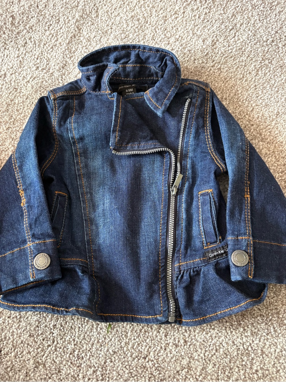 Calvin Klein Jeans Dark Blue Denim Moto Jacket - Kids